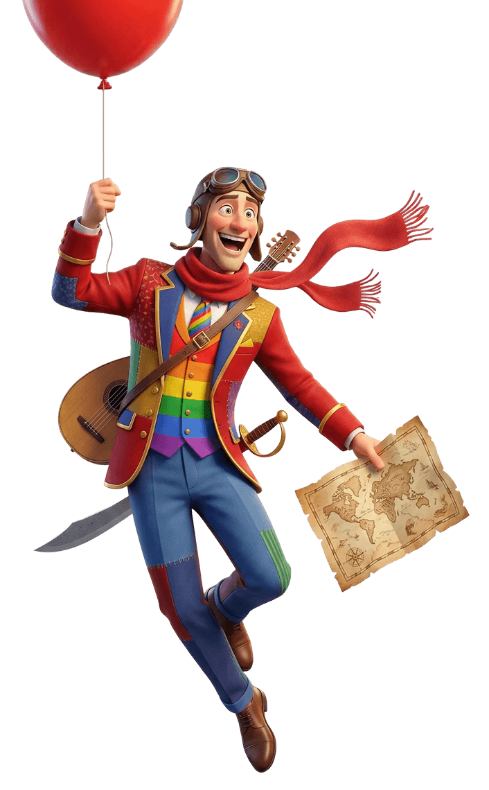 mvhaタイプの診断結果として表示される、地図を手に冒険を楽しむキャラクター