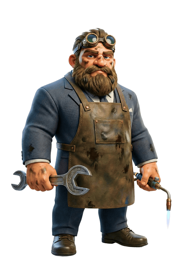 prlaタイプの診断結果として表示される、工具を手にした職人気質のキャラクター