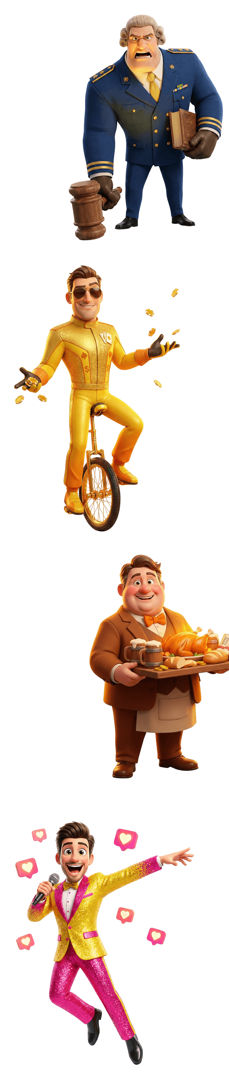 商人カテゴリーの4つのキャラクターイラスト